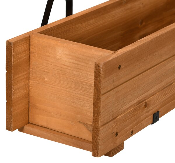 Outsunny Fioriera rettangolare in legno carré orto fioriera da appendere con 2 ganci 91 x 18 x 16,5 cm marrone