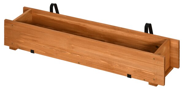 Outsunny Fioriera rettangolare in legno carré orto fioriera da appendere con 2 ganci 91 x 18 x 16,5 cm marrone