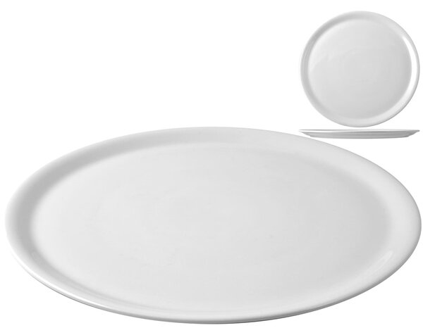 Piatto pizza Napoli in porcellana bianco cm 35
