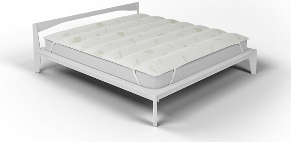 Topper Trapuntato Imbottito Singolo con Elastici Aloe Vera Bianco