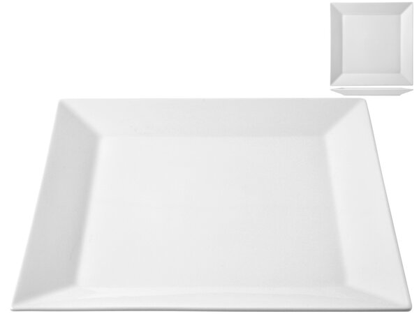 Piatto piano Classic Square in porcellana bianco cm 27