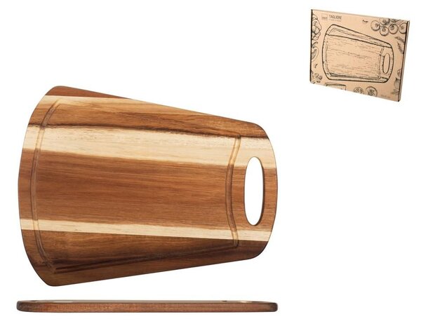 H&H Tagliere Rettangolare In Legno Di Acacia Con Bordo Cm36X28