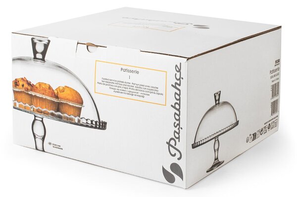 Alzata Patisserie in vetro con cupola cm 32x27 h
