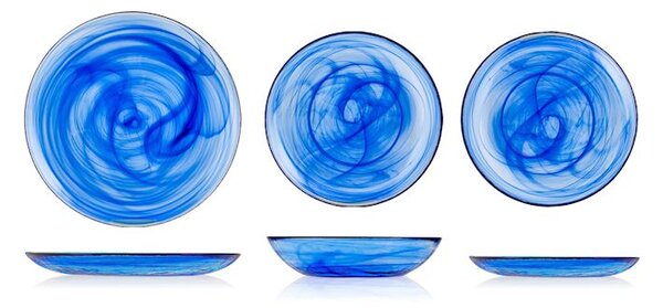 Set 6 piatti fondi Alabastro in vetro blu cobalto cm 21