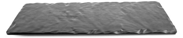 Set 4 piatti rettangolari Decoro Ardesia in melamina nera cm 18x35,5