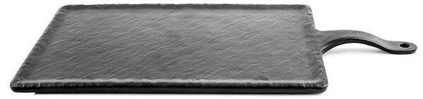 Set 2 piatti rettangolari con manico Decoro Ardesia in melamina cm 22x33