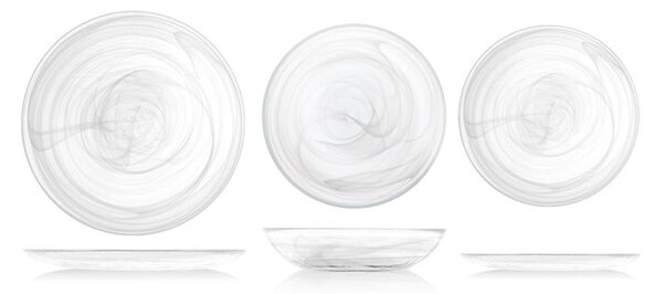 Set 6 piatti fondi Alabastro in vetro bianco cm 21