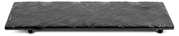 Set 4 piatti rettangolari Decoro Ardesia in melamina nera cm 10x31