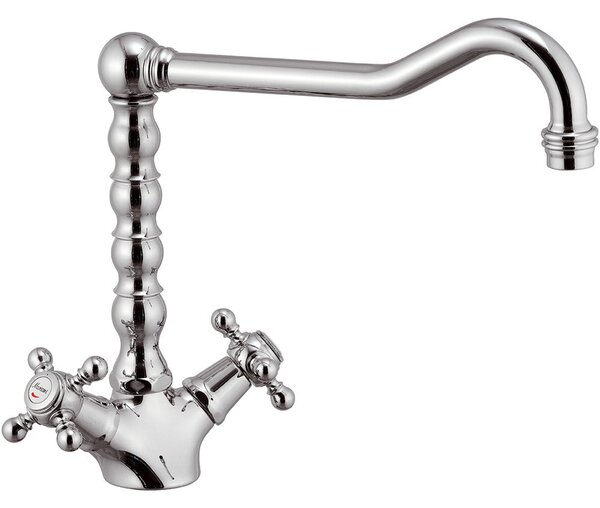 Rubinetto Miscelatore Doppio Comando Girevole Lavello in Ottone Mariani Tradition Cromato