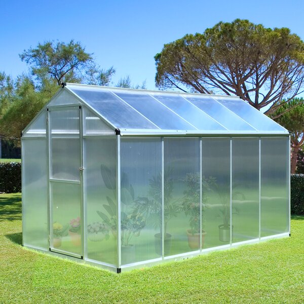 Outsunny Serra da Giardino Alluminio Policarbonato 5,5 m² Fondazione Finestra Serratura