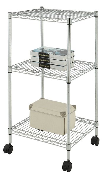 Carrello da Cucina in Acciaio con Rotelle 3 Ripiani 45x45x91cm Fumer Iron Tower