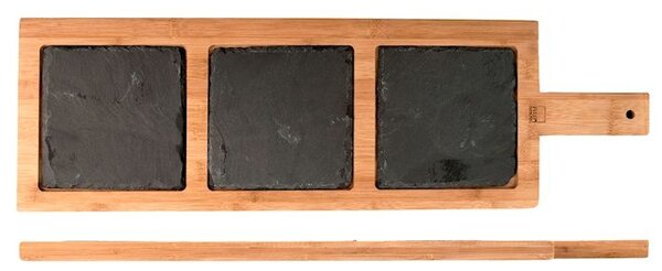 Tagliere rettangolare 1 manico in ardesia e bamboo cm 20x66