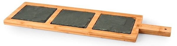 Tagliere rettangolare 1 manico in ardesia e bamboo cm 20x66