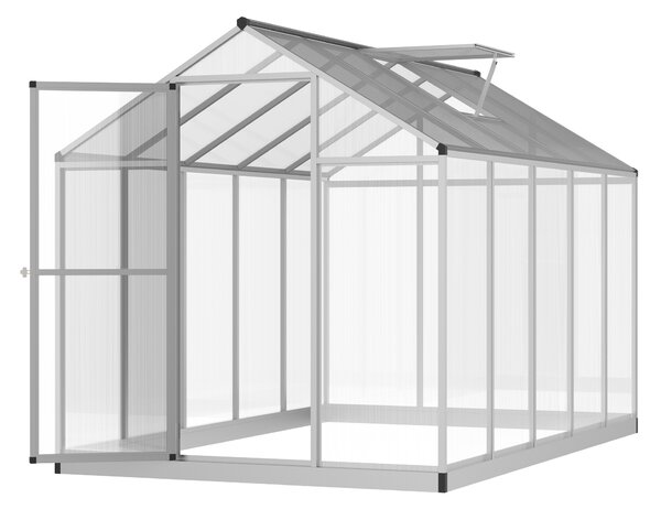 Outsunny Serra da Giardino Alluminio Policarbonato 5,5 m² Fondazione Finestra Serratura