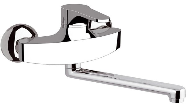 Rubinetto Miscelatore Monocomando Girevole Lavello a Parete in Ottone Mariani Surf Cromato