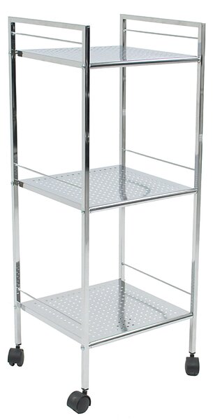 Carrello 3 Ripiani in Metallo con Ruote Cromato