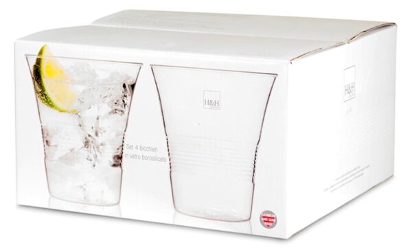 Confezione 4 bicchieri 4You in vetro Borosilicato trasparente 45 cl