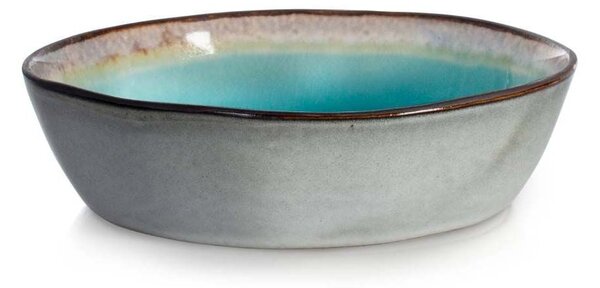 Set 6 piatti fondi Teide in stoneware colore azzurro cm 16