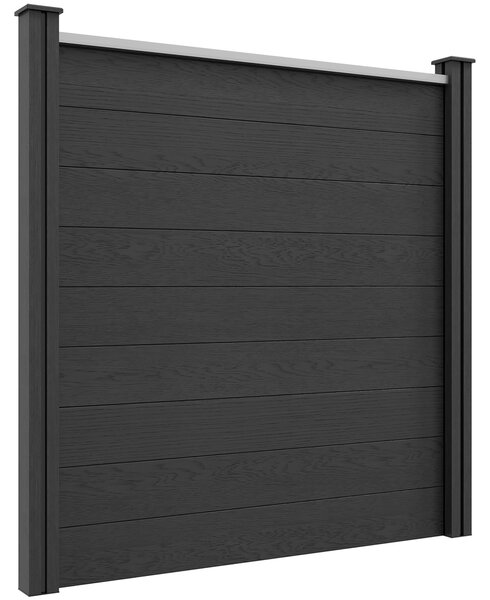 Outsunny Recinzione da giardino oscurante in WPC legno composito e alluminio esterno con piedi - modulabile, 186L x 187H cm, grigio