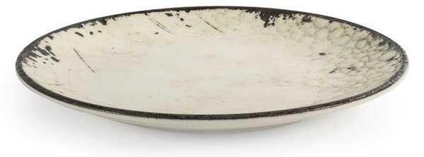 Piatto piano Dallas in porcellana dura marrone avorio con bordo rinforzato cm 25