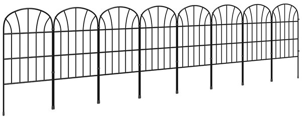 Outsunny Recinto da giardino esterno da 8 pannelli con ornamenti, bordi in metallo, 264 x 61 cm, Nero | Aosom Italy