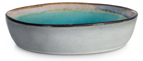 Set 4 piatti fondi Teide in stoneware colore azzurro cm 20
