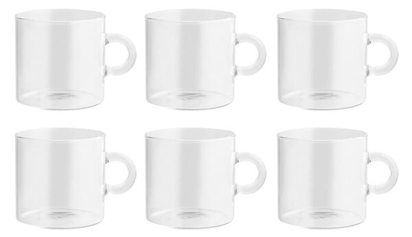 Confezione 6 tazze tè Nuvola in vetro borosilicato trasparente cc 225