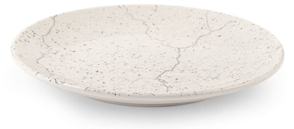 Piatto piano Stone in porcellana dura avorio con bordo rinforzato cm 21