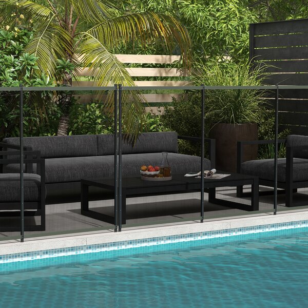 Outsunny Recinzione a rete da giardino per piscina, Piedi e viti di espansione in acciaio, lotto di 4 pannelli, 365 x 126 cm, nero | Aosom Italy