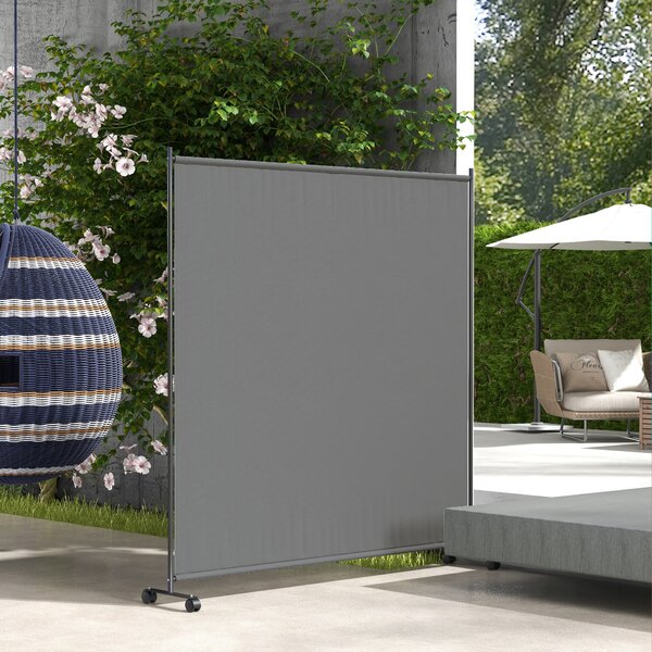 Outsunny Pannello paravento esterno su ruote per giardino, terrazza, balcone - dim. 183L x 30l x 181H cm - grigio