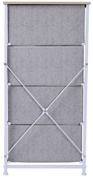 Mobiletto Cassettiera da Cucina in Acciaio e Legno Bianco e Grigio 45x30x92 cm