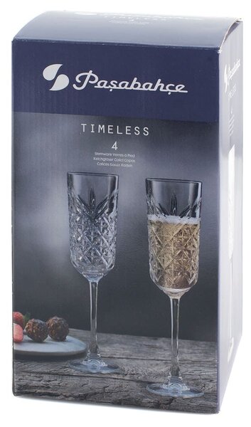 Set 4 calici Timeless flute in vetro trasparente cl 17