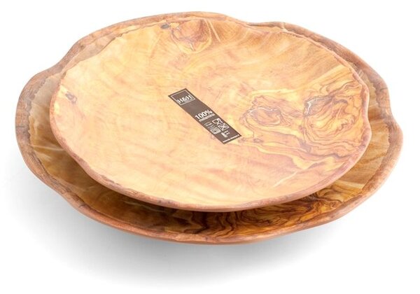 Set 4 piatti tondi Decoro Legno in melamina cm 30,5