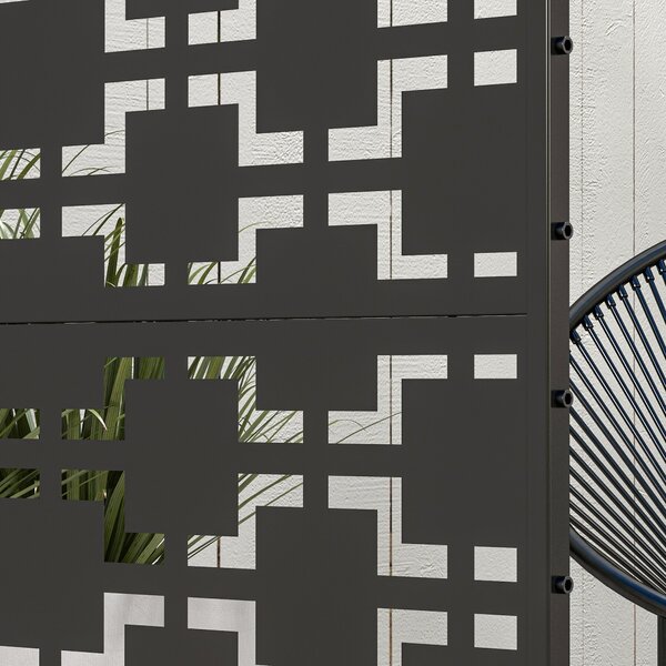 Outsunny Pannello brise vue decorativo paravento esterno a motivo geometrico traforato in metallo - 122 x 45 x 198 cm, nero