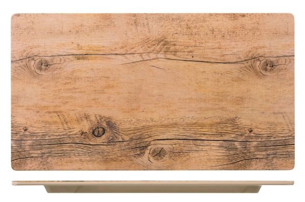 Set 6 piatti rettangolari Decoro Legno in melamina cm 25,5x46