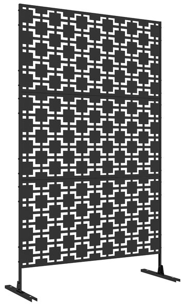 Outsunny Pannello brise vue decorativo paravento esterno a motivo geometrico traforato in metallo - 122 x 45 x 198 cm, nero