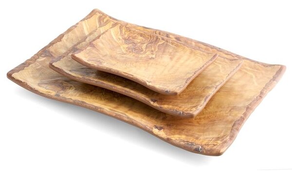 Set 12 piatti rettangolari Decoro Legno in melamina cm 14x20,5