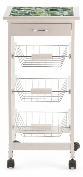 Carrello da Cucina Salvaspazio 37x37x76 cm 3 Ceste in Legno Soriani Cactus Bianco
