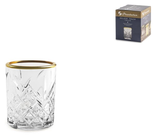 Set 4 bicchieri shot liquore Timeless Golden Touch in vetro trasparente con bordo oro cl 6,2