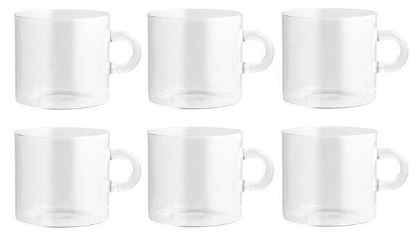 Confezione 6 tazze colazione Nuvola in vetro borosilicato trasparente cc 450