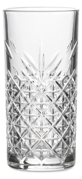 Set 4 bicchieri tumbler long drink Timeless in vetro intagliato trasparente cl 36,5