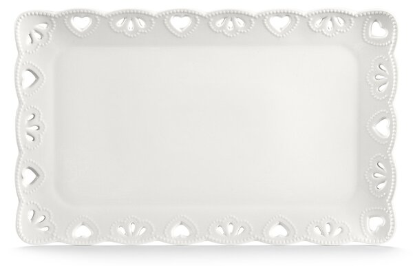 Vassoio Rettangolare 35x22 cm Traforato in Porcellana Kaleidos Juliet Bianco