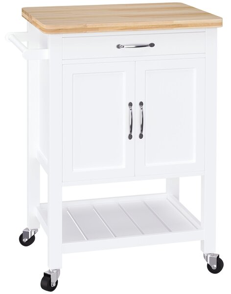 Carrello da Cucina Salvaspazio in Legno Bianco 65x48x90 cm