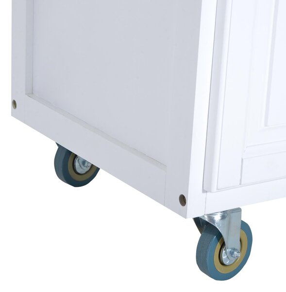 Mobiletto Carrello da Cucina con Ruote in Legno di Pino Bianco 146x75x91.5 cm