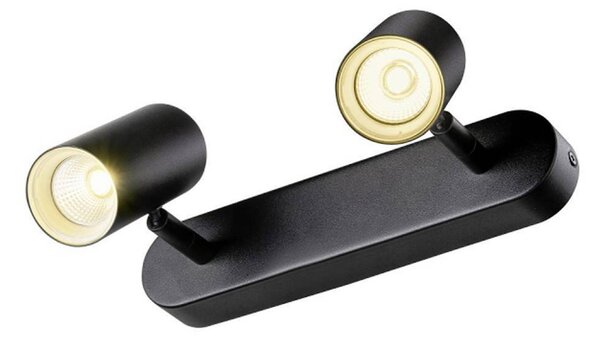 SLV Faretto da soffitto Noblo, nero, dimmerabile a caldo, lunghezza 24 cm, Nero, Soggiorno / Sala da pranzo, Alluminio, Moderno