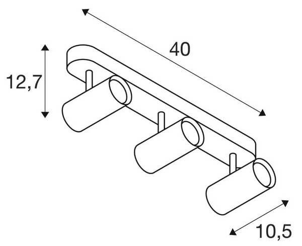 SLV Faretto da soffitto LED Noblo, 2.700 K, nero, lunghezza 40 cm dimmerabile, Nero, Soggiorno / Sala da pranzo, Alluminio, Moderno