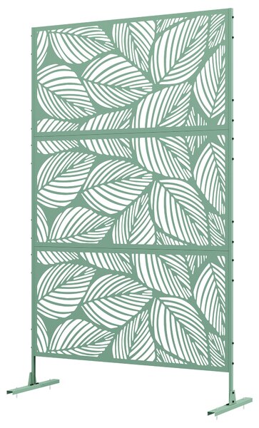 Outsunny Pannello brise vue decorativo paravento per esterni verde a motivo vegetale in metallo - 122 x 45 x 198 cm, verde