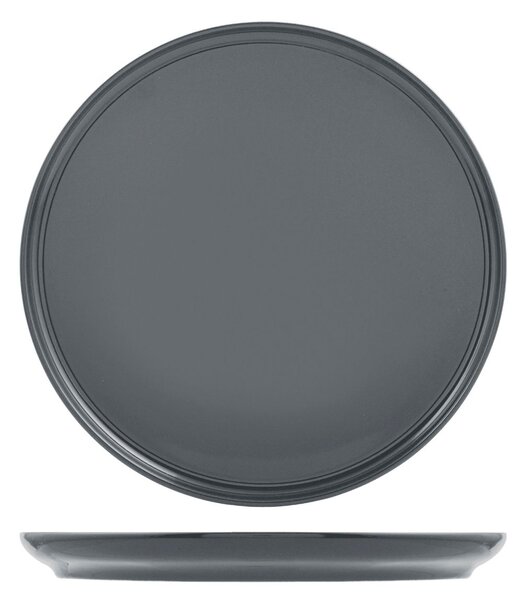 Set 12 piatti piani Stoccolma in stoneware grigio cm 28