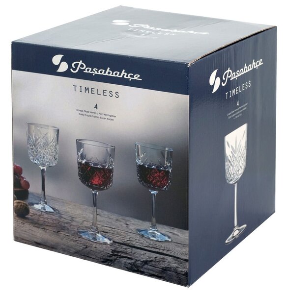 Set 4 calici vino Timeless in vetro cl 33