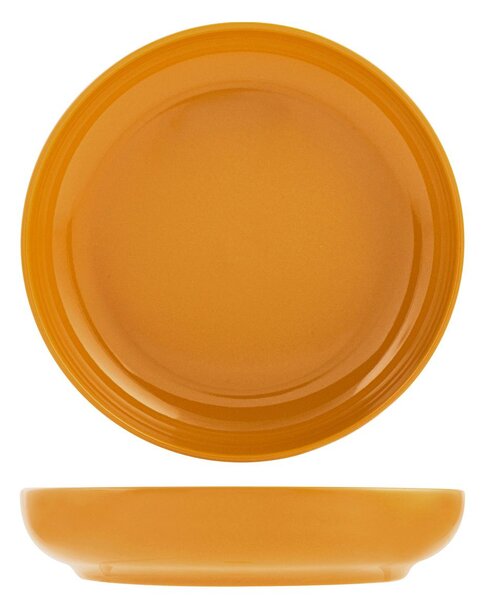 Set 12 piatti fondi Stoccolma in stoneware ocra cm 22